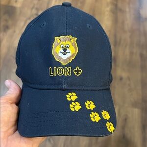 Lion Paw Print Kids Cap - navy and Yellow